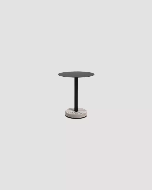 round donut table with a concrete base