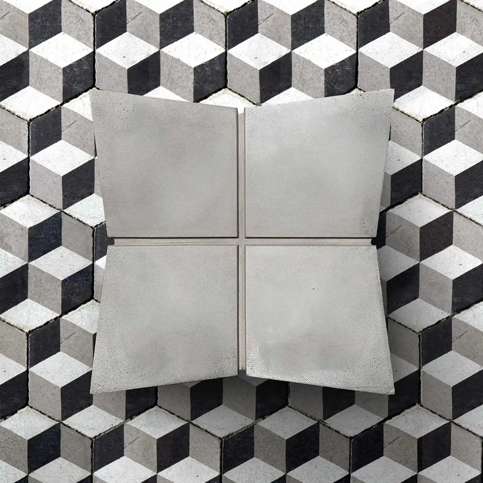 Bridge en béton design, vue du dessus sur carrelage géométrique — Lyon Béton