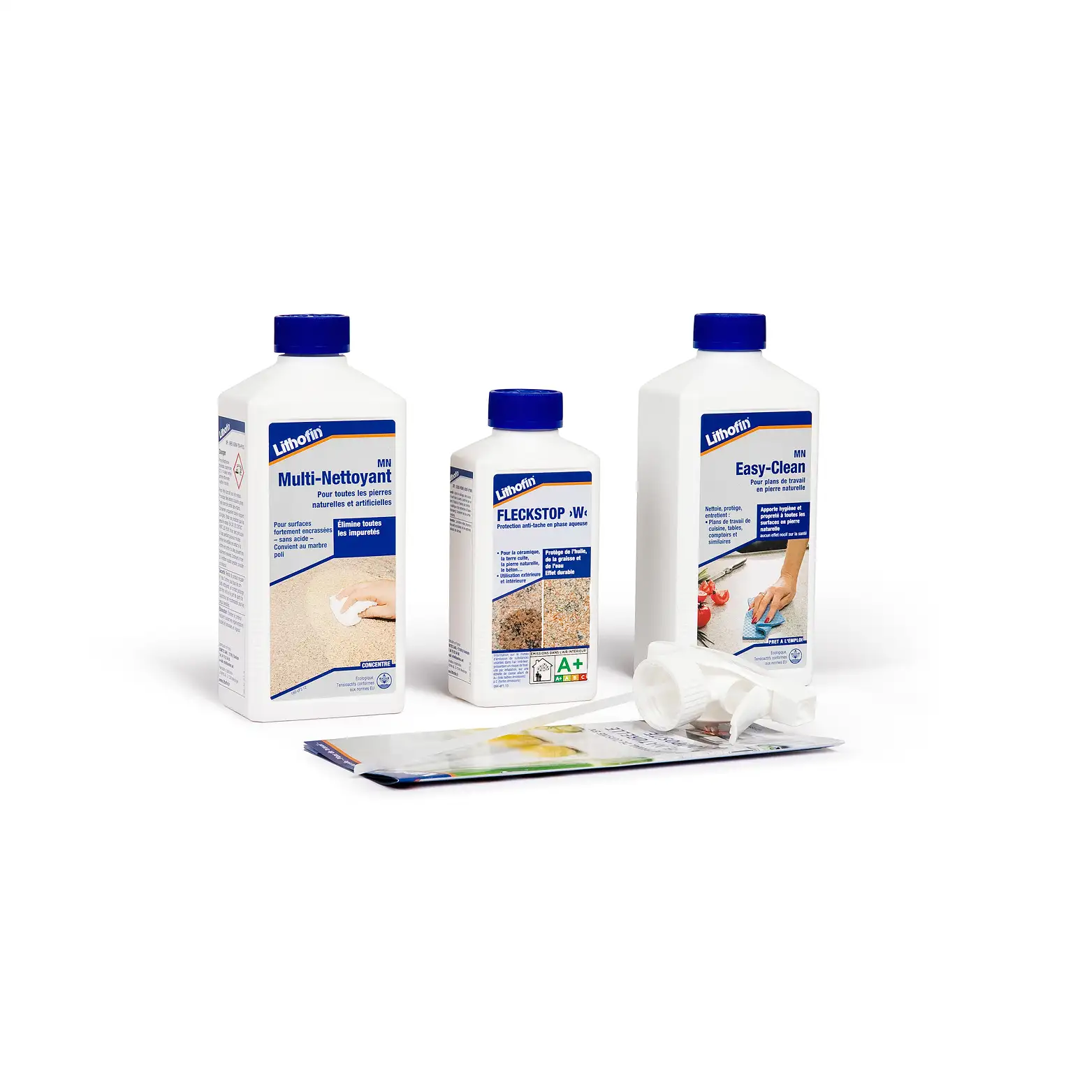Kit d'entretien béton Lithofin, Fleckstop, Easy Clean et Multi-Nettoyant — Lyon Béton