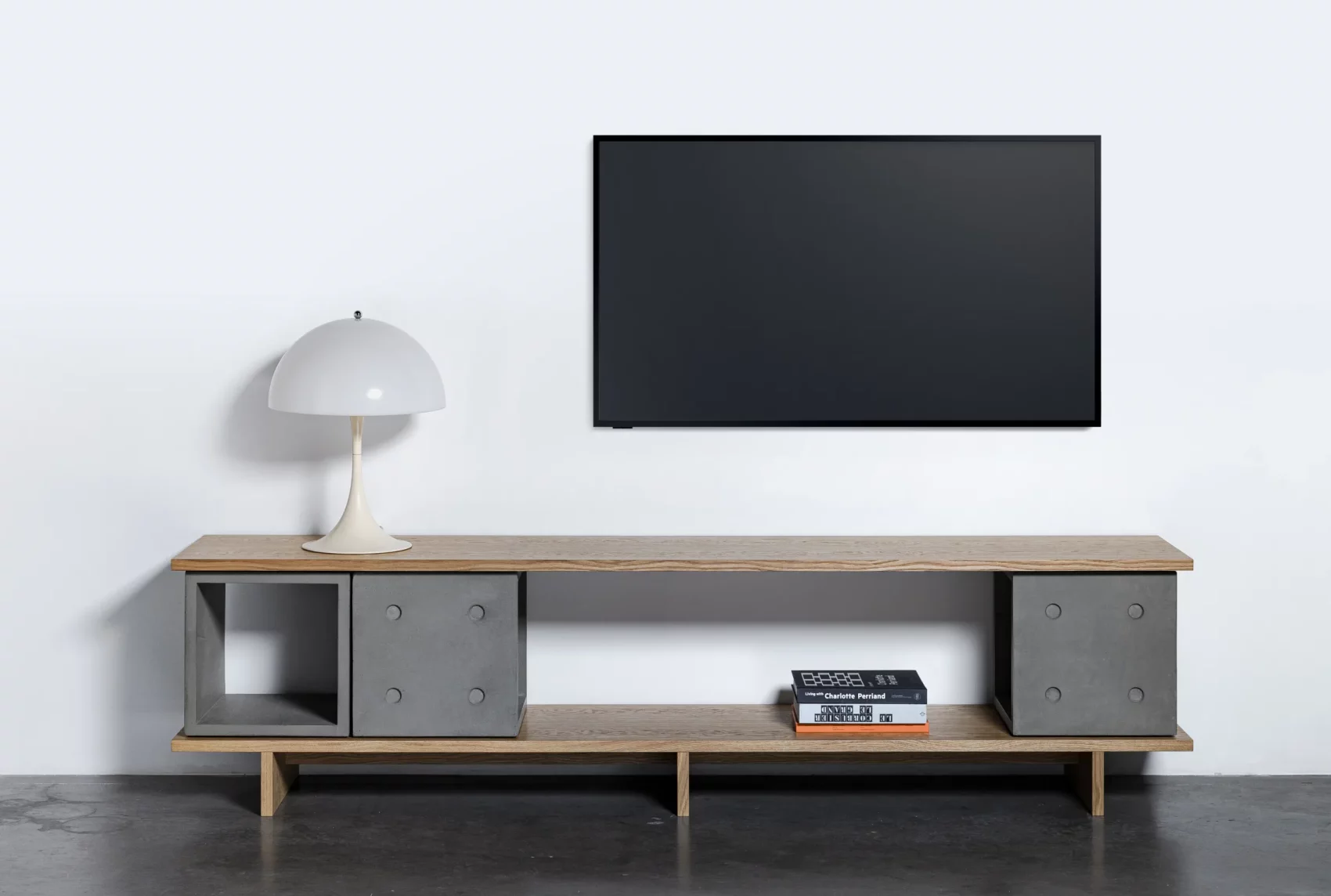 Dice concrete TV units buffet with TV