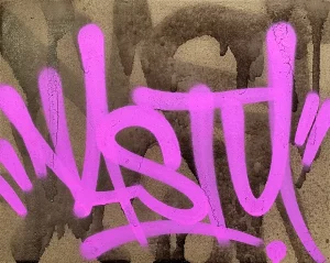 Nasty sur nos cadres en béton Frag exposition à Paris octobre 2022